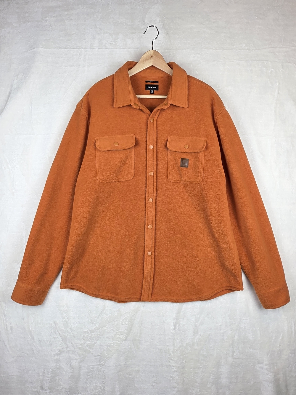 Brixton Bowery Arctic Fleece Shirt Mens XL Rust Orange Button Front Shacket